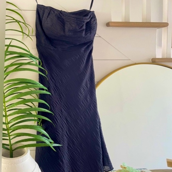 J Crew Size 2 Strapless Dress Black Lined Cotton a line knee length - Picture 2 of 8